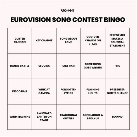 esc 2024 bingo|Eurovision Song Contest 2024 Bingo! Bingo Card.